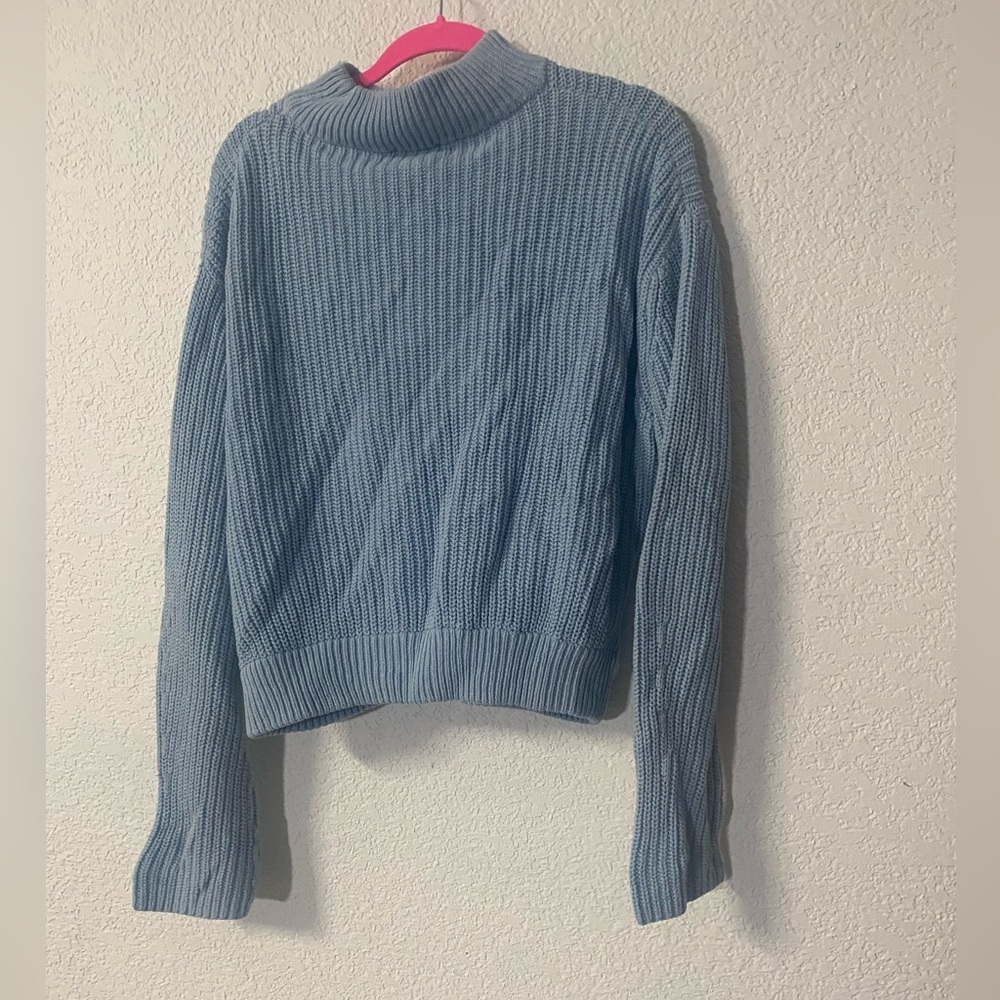 C/MEO Collective Blue shake it off Sweater Chunky Knit with criss cross panel - Picture 4 of 8